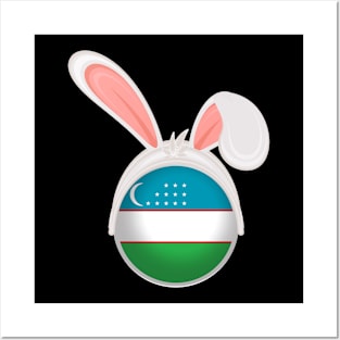 happy easter Uzbekistan bunny ears flag cute designs Posters and Art